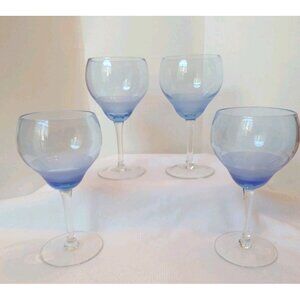 Set of 4 Ice Blue Tear Classic Wine Goblets 7"7/8x3" New